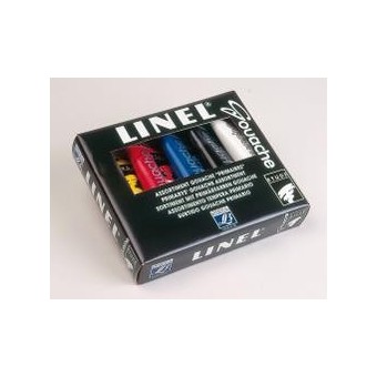 Boite gouache LINEL - Fine - 5 tubes de 120 ml  - Couleurs primaires (Carton)