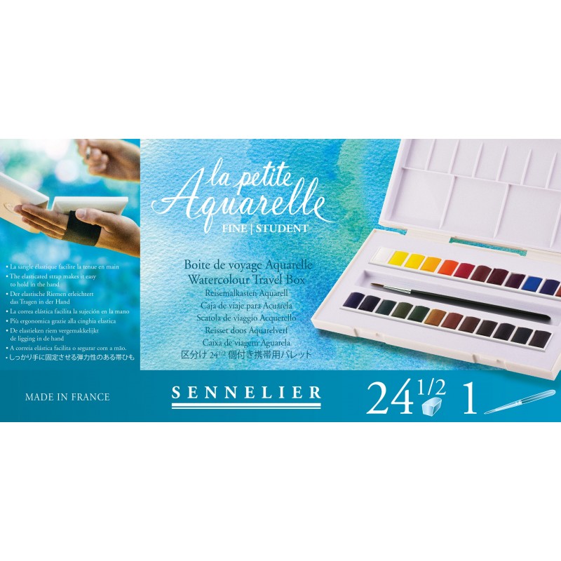 Boite aquarelle SENNELIER La petite aquarelle - Fine - 24 1/2 godets  (Plastique blanc)