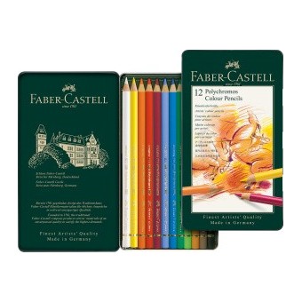 Boite crayon de couleur FABER & CASTELL Polychromos - 12 crayons Polychromos 110012 (Métal) 