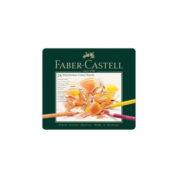 Boite crayon de couleur FABER & CASTELL Polychromos - 24 crayons Polychromos 110024 (Métal) 