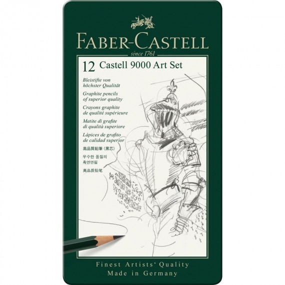 Boite crayon graphite FABER & CASTELL Art -12 crayons graphite 9000  - 119065 (Métal) 