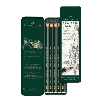 Boite crayon graphite FABER & CASTELL - 12 crayons graphite 9000 Jumbo  - 119305 (Métal) 