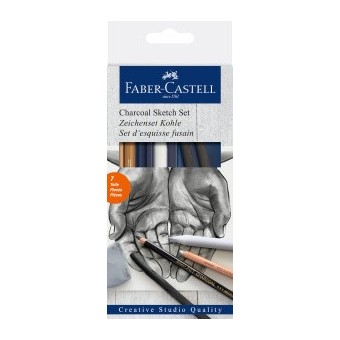 Boite crayon esquisse FABER & CASTELL Art - 7 pièces assortiement fusain - 114002 