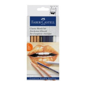 Boite crayon esquisse FABER & CASTELL Art - 6 pièces assortiement classique - 114004 