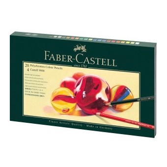 Boite crayon de couleur FABER & CASTELL Polychromos - Castell 9000 - 20 crayons + accessoires (Cart) 