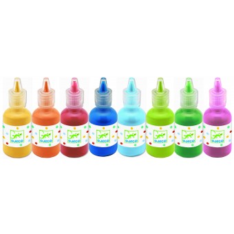 Les couleurs DJECO - 8 bouteilles de gouache 