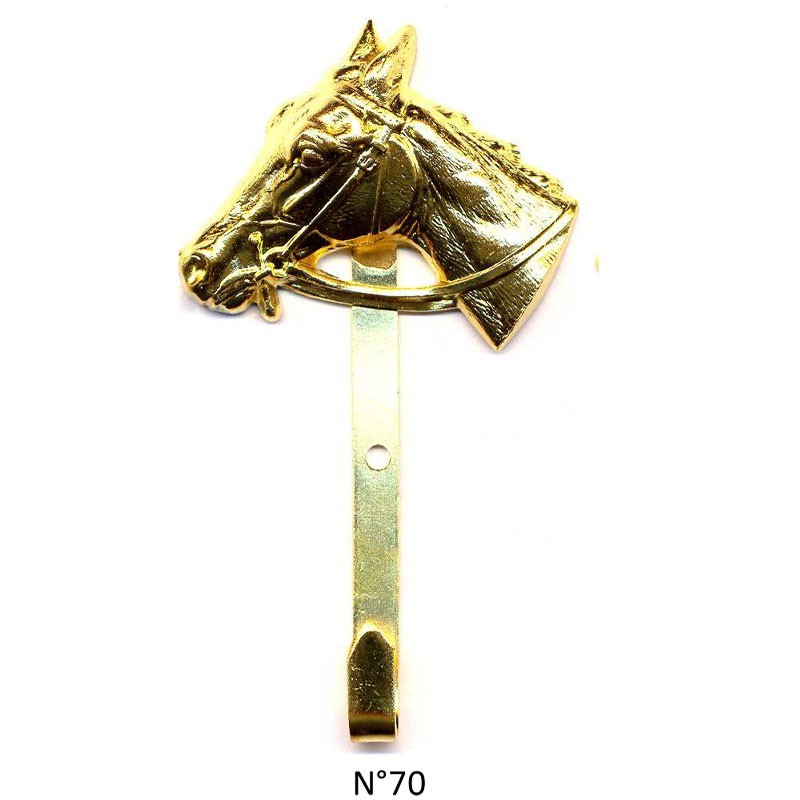 Crochet CDQV (Accroche tableau) - Doré à l'or fin - Tête de cheval 