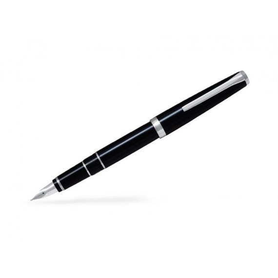 Stylo-plume luxe PILOT Falcon - Haute écriture - Corps noir - Plume moyenne (Or rhodié14kt) 