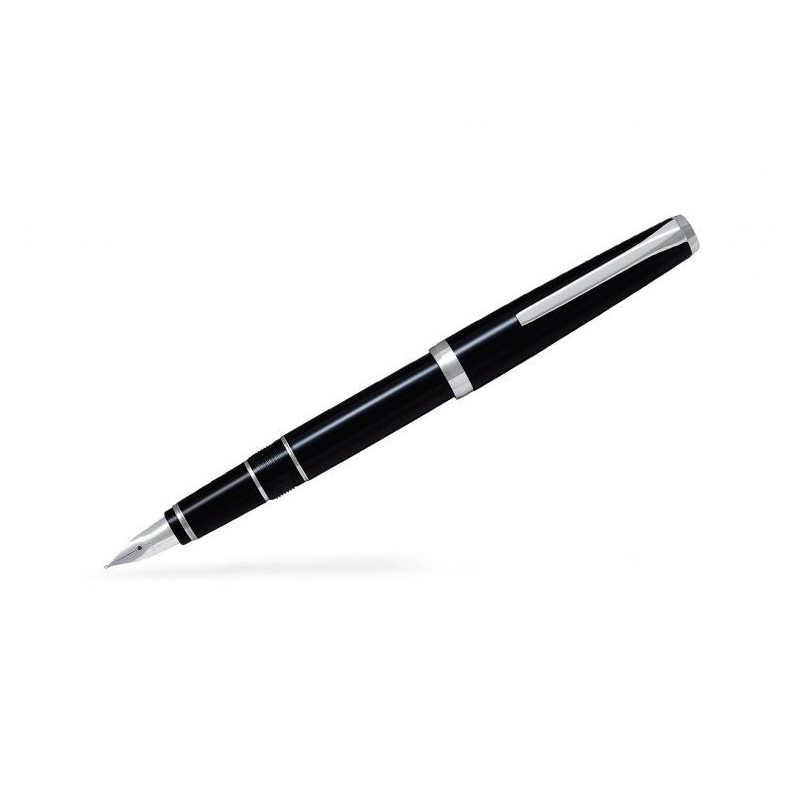 Stylo-plume luxe PILOT Falcon - Haute écriture - Corps noir - Plume moyenne (Or rhodié14kt) 