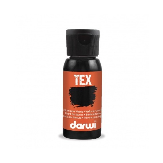Peinture pour tissu DARWI TEX Classique - Flacon: 50 ml - Noir 