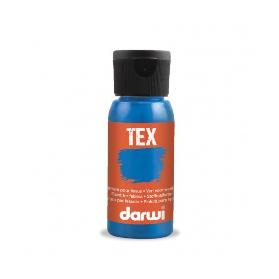 Peinture pour tissu DARWI TEX Classique - Flacon: 50 ml - Bleu Antique 