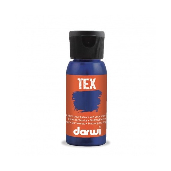 Peinture pour tissu DARWI TEX Classique - Flacon: 50 ml - Bleu Fonce 