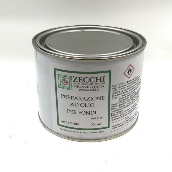 Enduit gras, blanc ZECCHI - Pour toiles et panneaux - Boite de 500 ml 