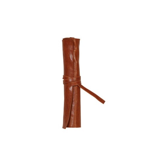 Trousse en cuir CLAIREFONTAINE - L:32.7  x H:25 cm - Pour crayons - Brun 