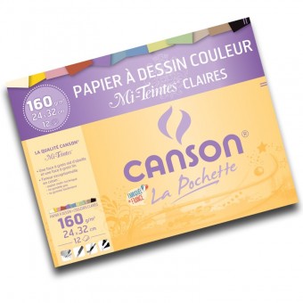 Pochette dessin couleur CANSON Mi-teintes - 160gr (12f) - F:24 x 32 cm - 2789 - Teinte claire 