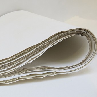 Papier du monde KHADI Indien R43 W ROUGH - 400g - F:80 x 200 cm - Blanc - G.torchon 