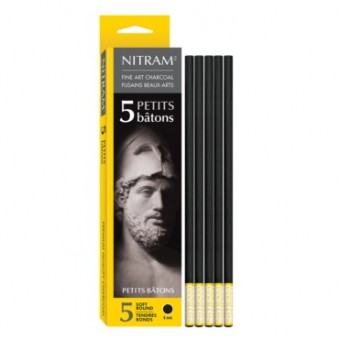 Boite fusain NITRAM - 5 fusains petite taille - Extra-soft 700300 