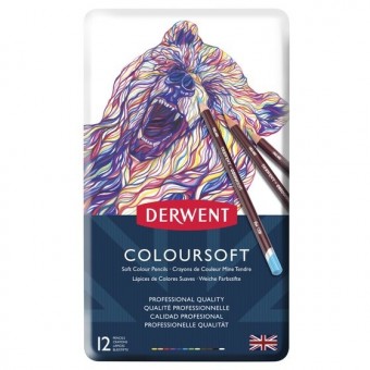 Boite crayon de couleurs DERWENT Coloursoft - 12 crayons - (Métal) 