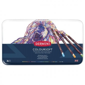Boite crayon de couleurs DERWENT Coloursoft - 36 crayons - (Métal) 