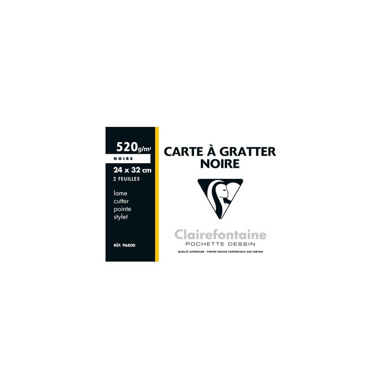 CARTE A GRATTER NOIRE - POCHETTE 2 FEUILLES - 24 X 32 CM 
