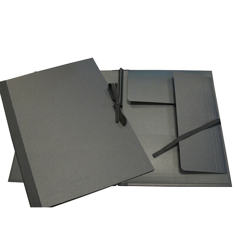 Carton à dessin PRAT - F:32 x 45 cm - A rubans - Noir 