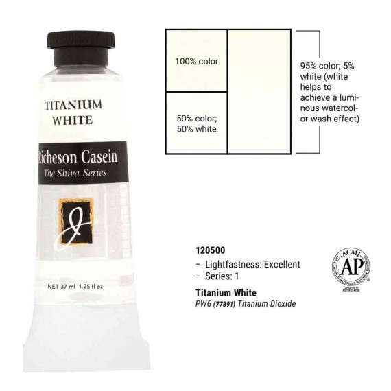 Caseine SHIVA RICHESON - Extra-fine - Série 4 - Tube:37 ml  caseine richeson:blanc de titane