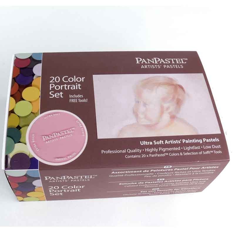 PanPastel Lot de 20 Couleurs Coffret thématique Peinture Pastel pour Artiste Portrait & Sofft Outils Mini Chair 