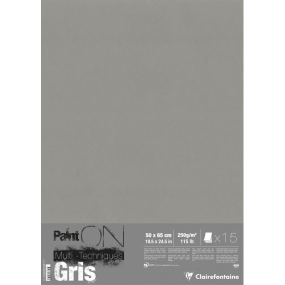 Papier Multitechnique CLAIREFONTAINE -"Paint'On"- Format: 50 x 65 cm - 250 gr 