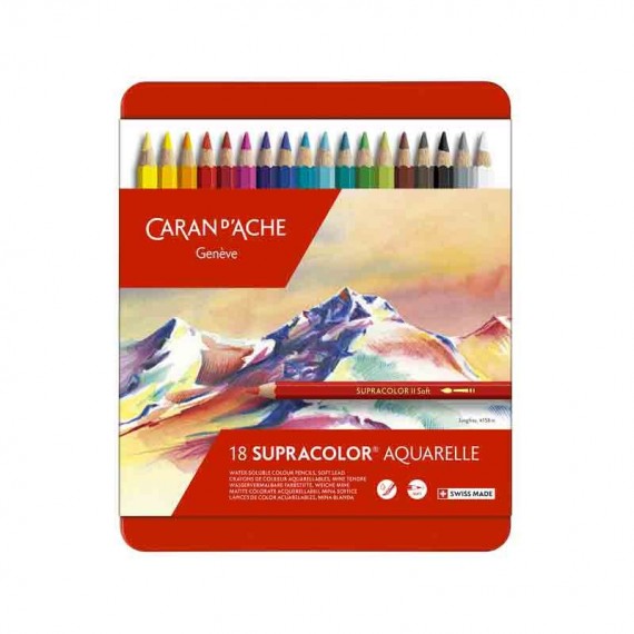 Boite crayon aquarelle CARAND'ACHE Supracolor soft - 18 crayons supracolor3888.318 (Métal) 