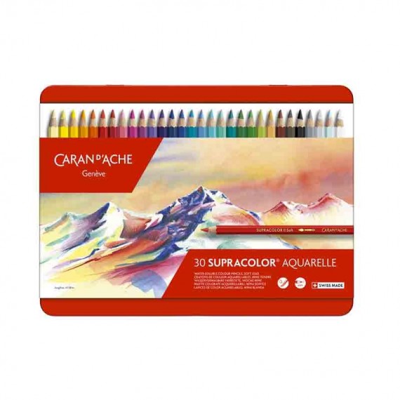 Boite crayon aquarelle CARAND'ACHE Supracolor soft - 30 crayons supracolor 3888.330 (Métal) 