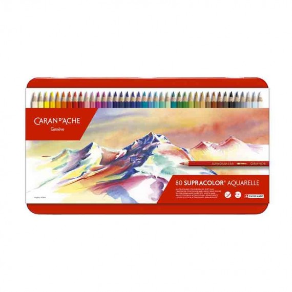 Boite crayon aquarelle CARAND'ACHE Supracolor soft - 80 crayons supracolor 3888.380 (Métal) 
