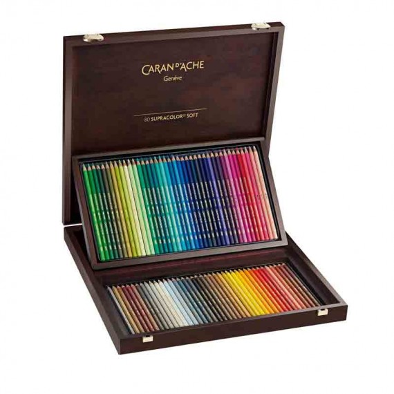 Coffret crayons de couleurs CARAN D'ACHE Supracolor soft  - 80 Crayons assorties - 3888.480 