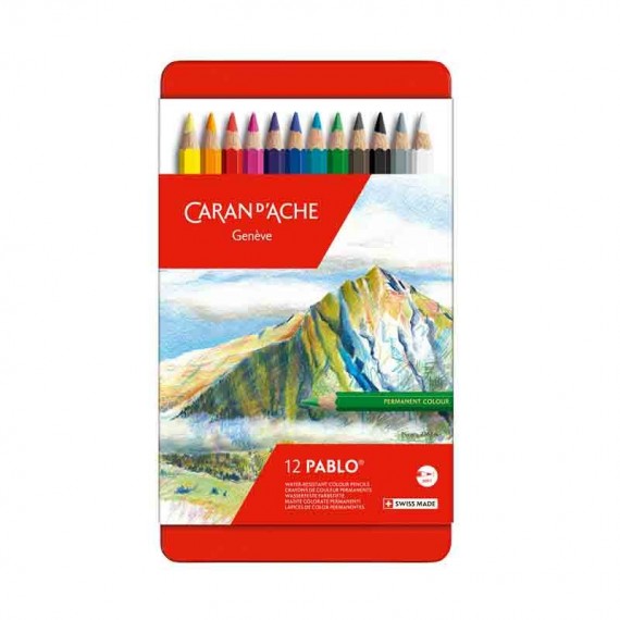 Boite crayon de couleurs CARAN D'ACHE - Pablo collection - 12 crayons Pablo  666.312 (Métal) 