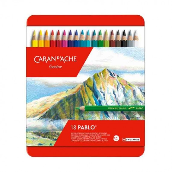 Boite crayon de couleurs CARAN D'ACHE - Pablo collection - 18 crayons Pablo 666.318 (Métal) 