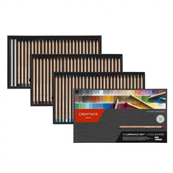 Boite crayon de couleur CARAN D'ACHE Luminance - 40 crayons luminance 6901.740 (Métal) 