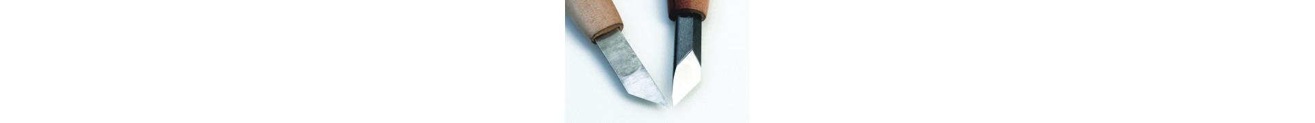 Couteau gravure acier- INTOU - Manche long - Gaucher - 45° - 6.0 mm